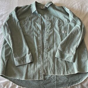 Quiksilver Green Corduroy Button-Up Shirt